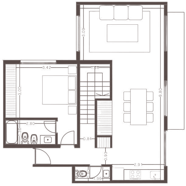 Planta de 5 ambientes de 160,20 m², unidades 304 y 504