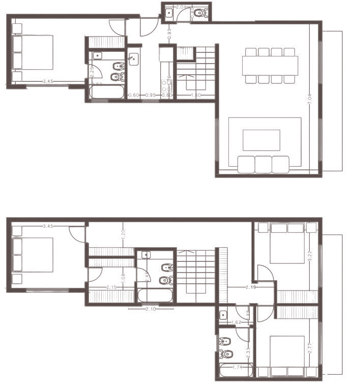 Planta de 5 ambientes de 161,55 m², unidades 305 y 505