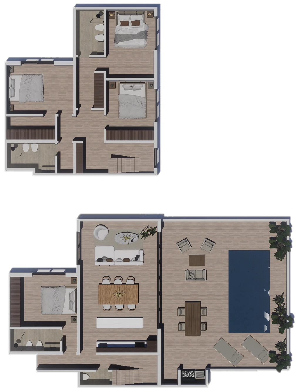 Planta de 5 ambientes + terraza privada de 213,04 m², unidad 3