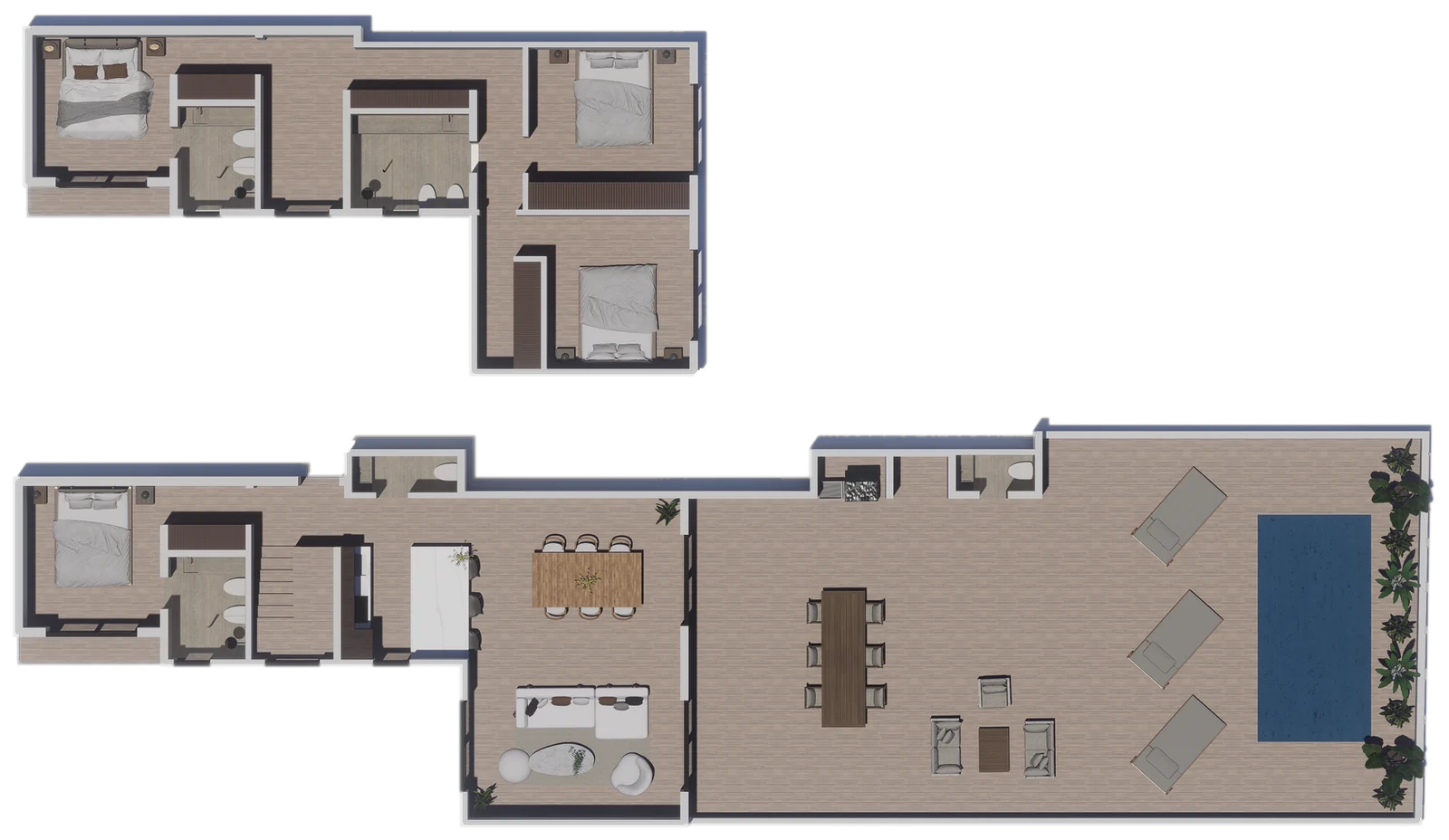 Planta de 5 ambientes + terraza privada de 276,46 m², unidad 5