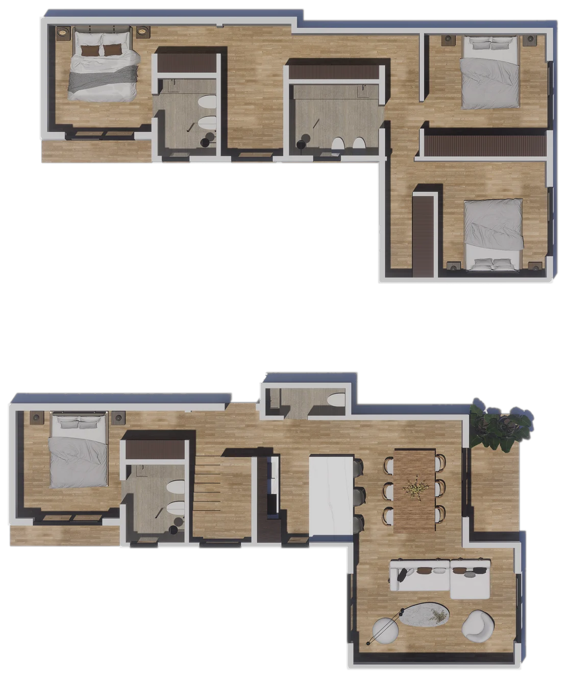 Planta de 5 ambientes de 150,27 m², unidad 13