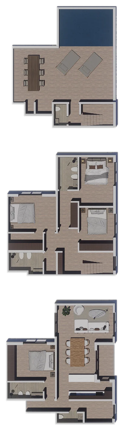 Planta de 5 ambientes + terraza privada de 215,54 m², unidad 19