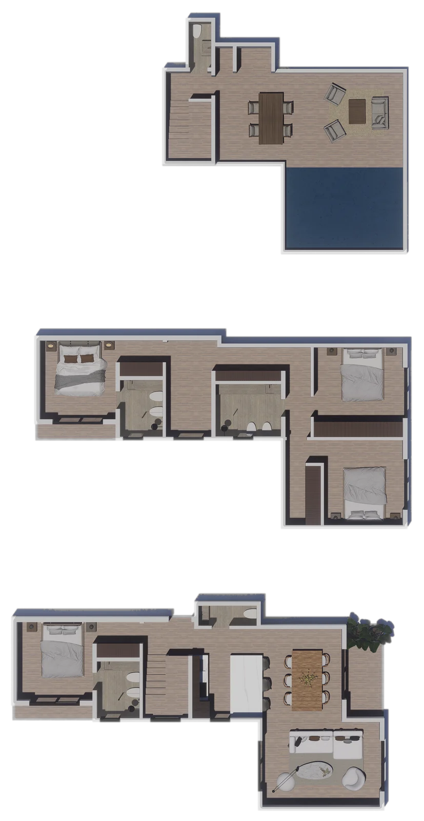 Planta de 5 ambientes + terraza privada de 206,98 m², unidad 21